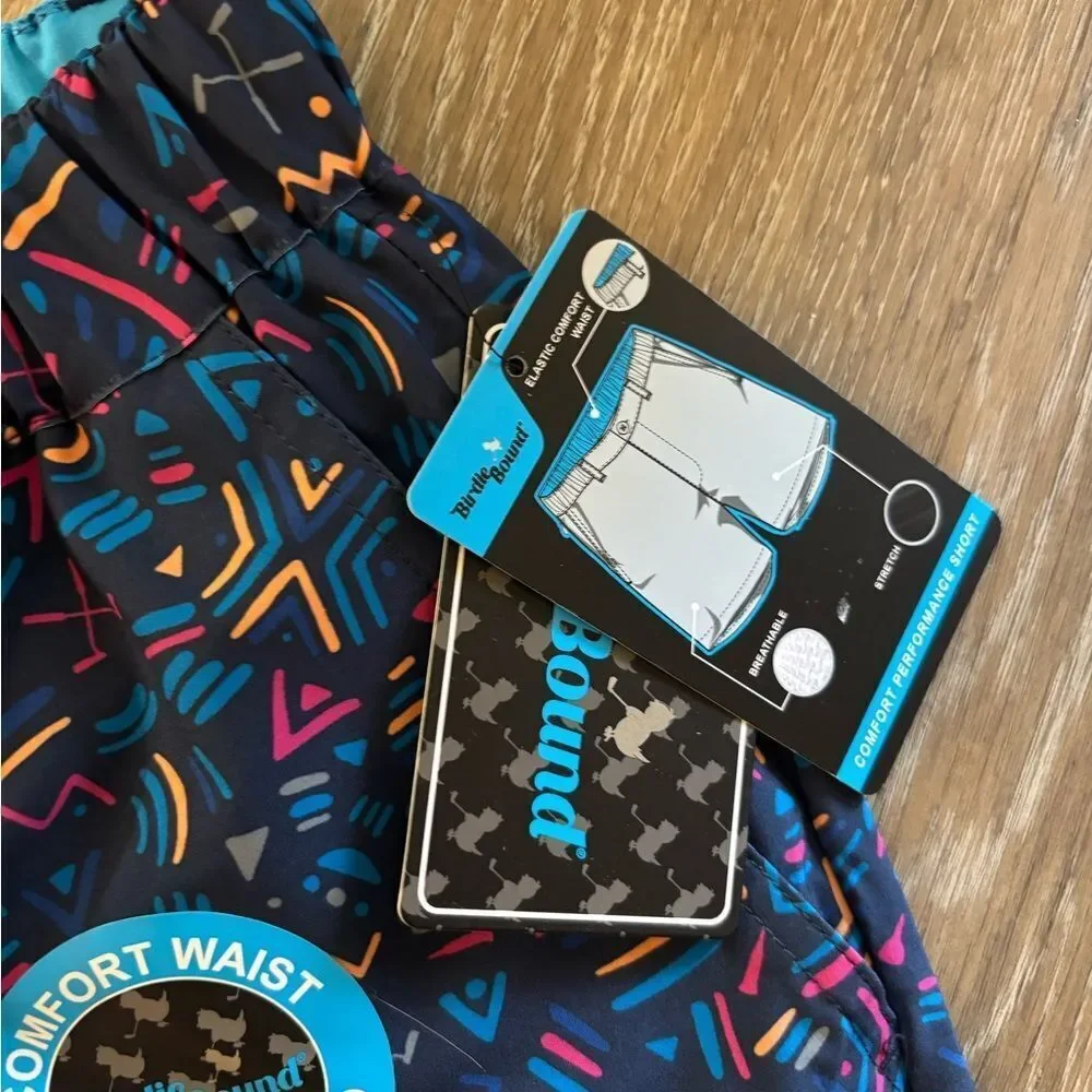 Birdie Bound Retro Geometric Performance Shorts/  Swim Shorts sz Small